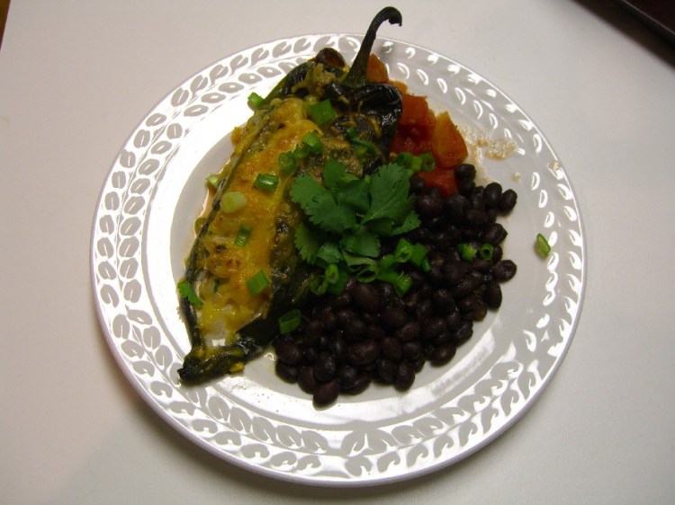 Stuffed Poblanos with Spicy Black Beans