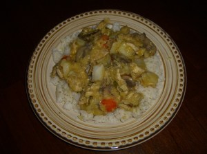 chicken not pie1 Chicken not pie over rice grits.