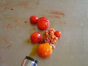 Eggs removed from a female duck during evisceration. Liz told us that ducks are born with all the eggs they will ever have. Here these eggs are in various stages of maturity. Intersting in a Discovery Channel kind of way.